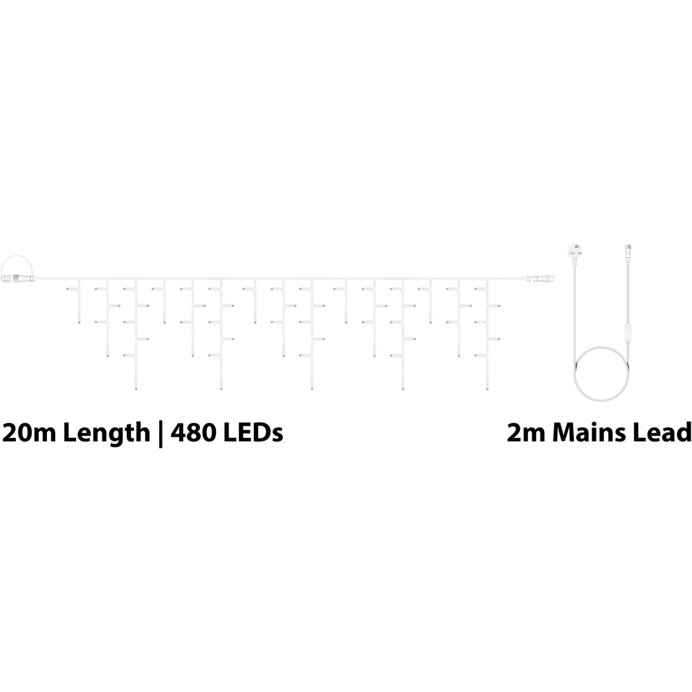 Eagle Connect 480 Warm White LED White Icicle Light 20m Image 6