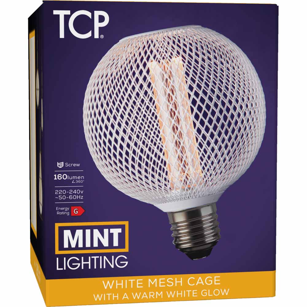 TCP White Wire Globe 120l E27 Warm White Image 1