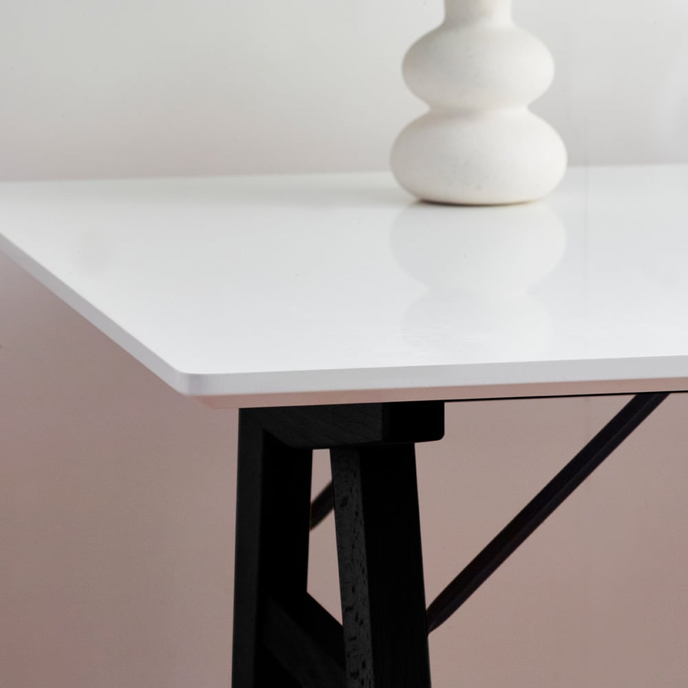 Furniturebox Dmitro Desk White Top Black Legs Image 4