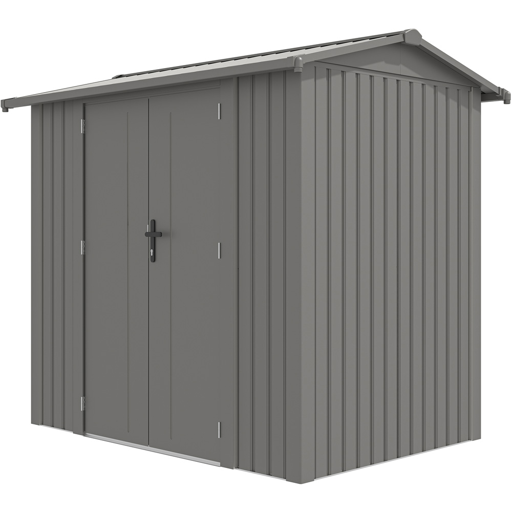 Rowlinson 8 x 6ft Grey Brentvale Premium Apex Metal Garden Shed Image 3
