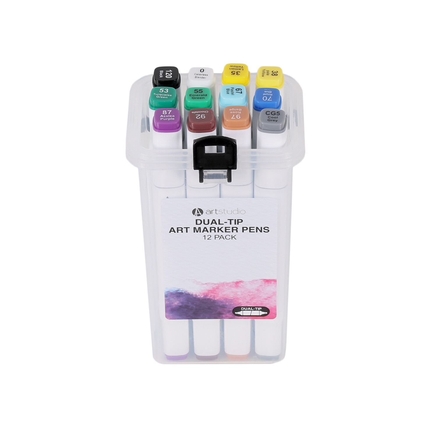 Pack of 12 Art Studio Dual-Tip Art Marker Pens Image 2