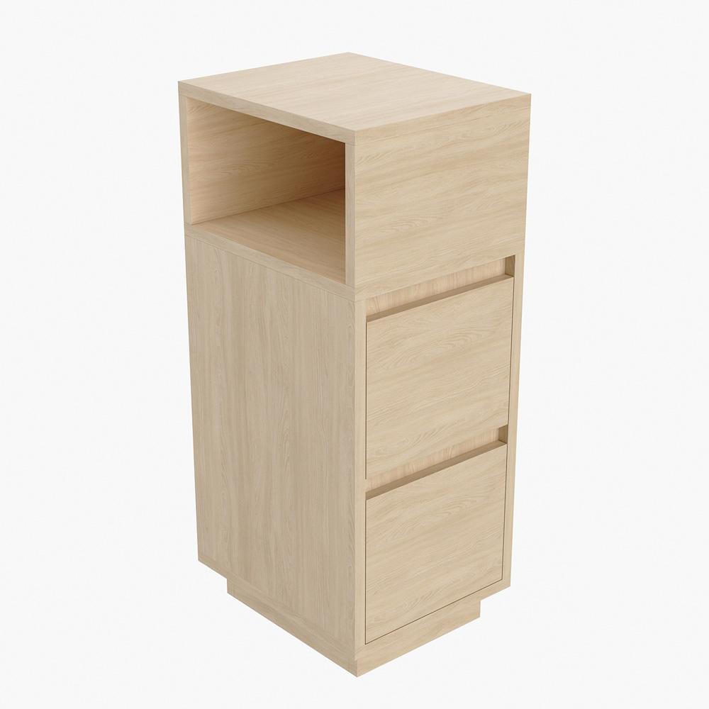 Living and Home 2 Drawer Single Shelf Wood Colour Minimalist Bedside Table Image 2