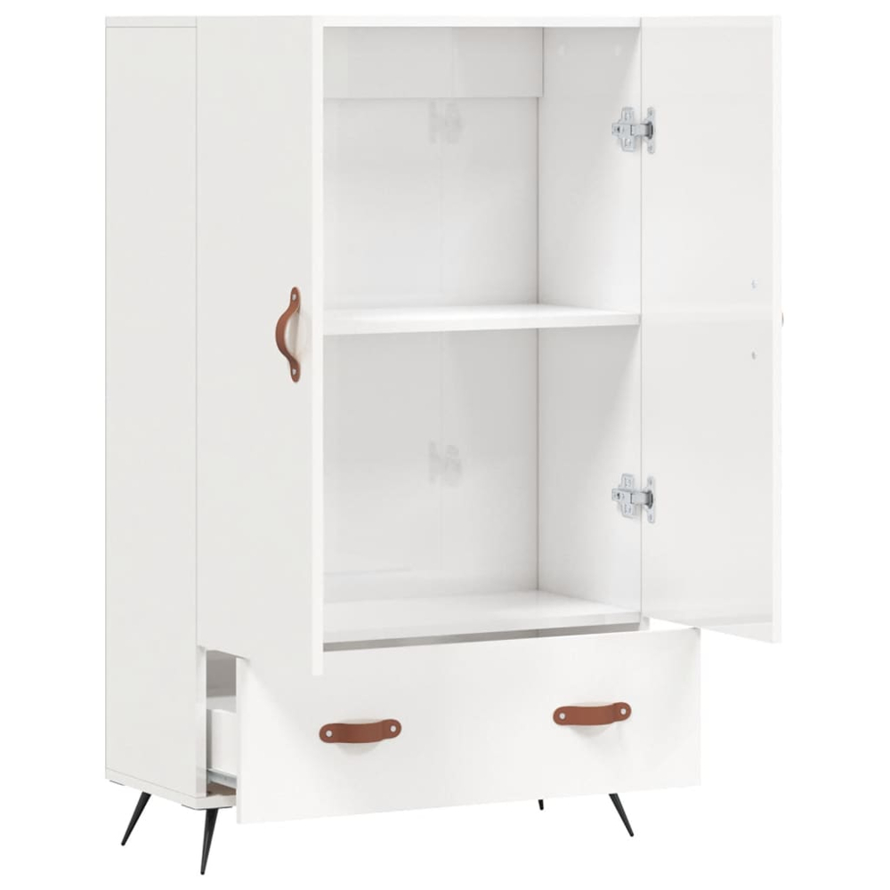 vidaXL 2 Door Single Drawer High Gloss White Highboard Image 5