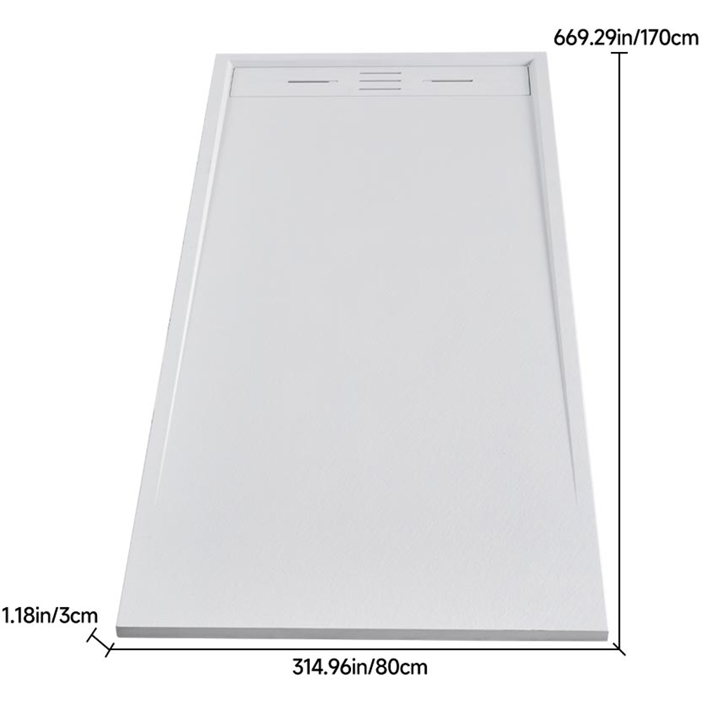 H&O Direct White Sleek Rectangular Shower Tray with Drain 170cm Image 5