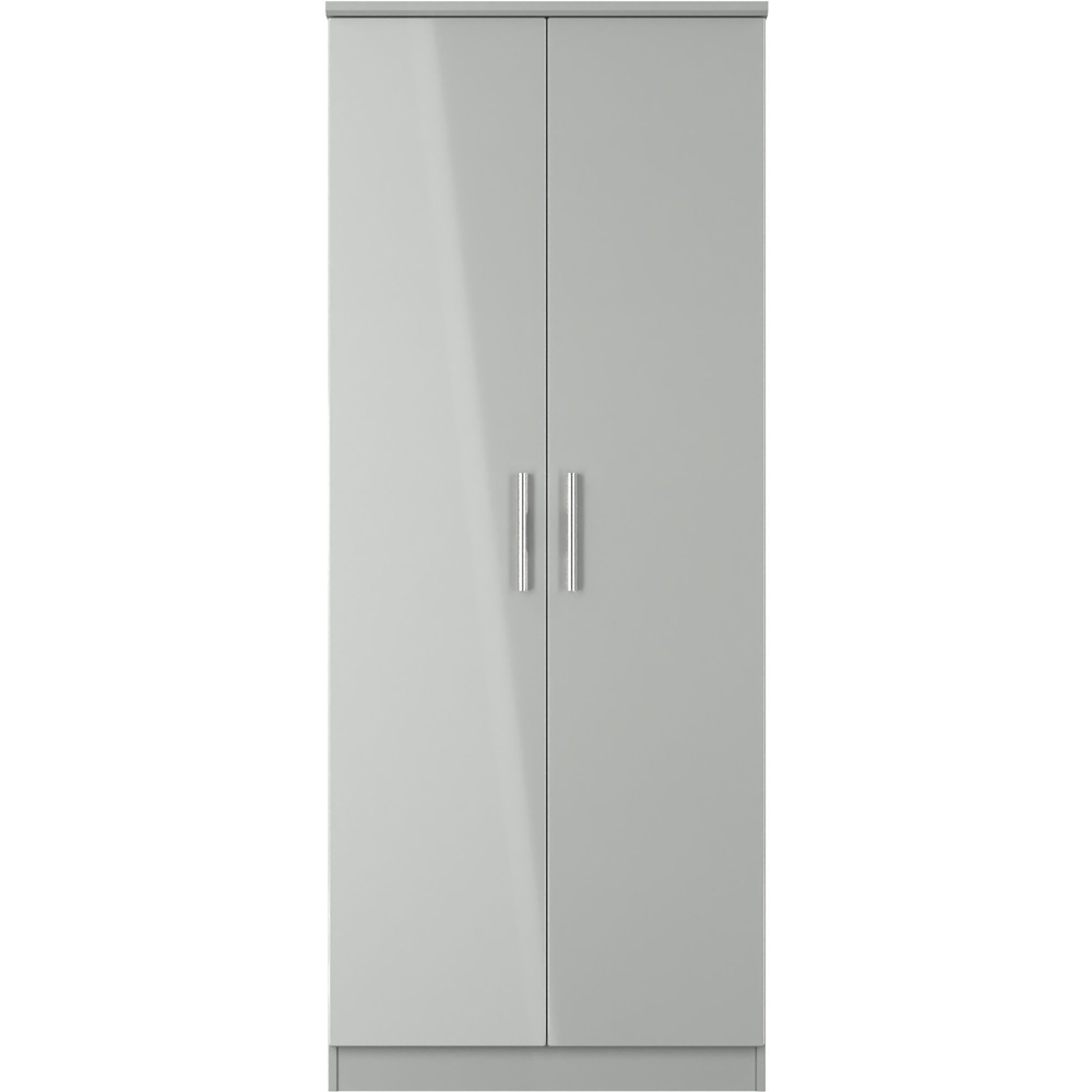 Crowndale Knightsbridge 2 Door Grey Gloss and Dusk Grey Wardrobe Ready Assembled Image 2