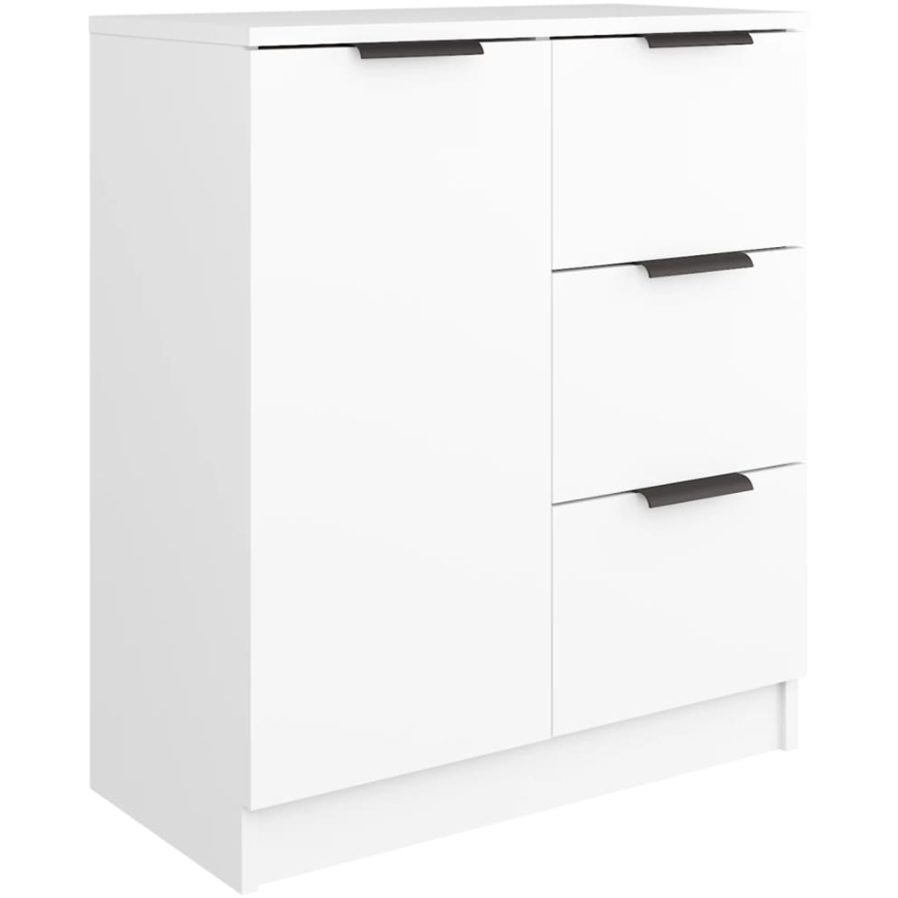 vidaXL Single Door 3 Drawer White Sideboard Image 2