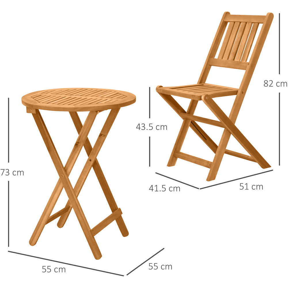 Outsunny Wooden 2 Seater Folding Bistro Set Image 6