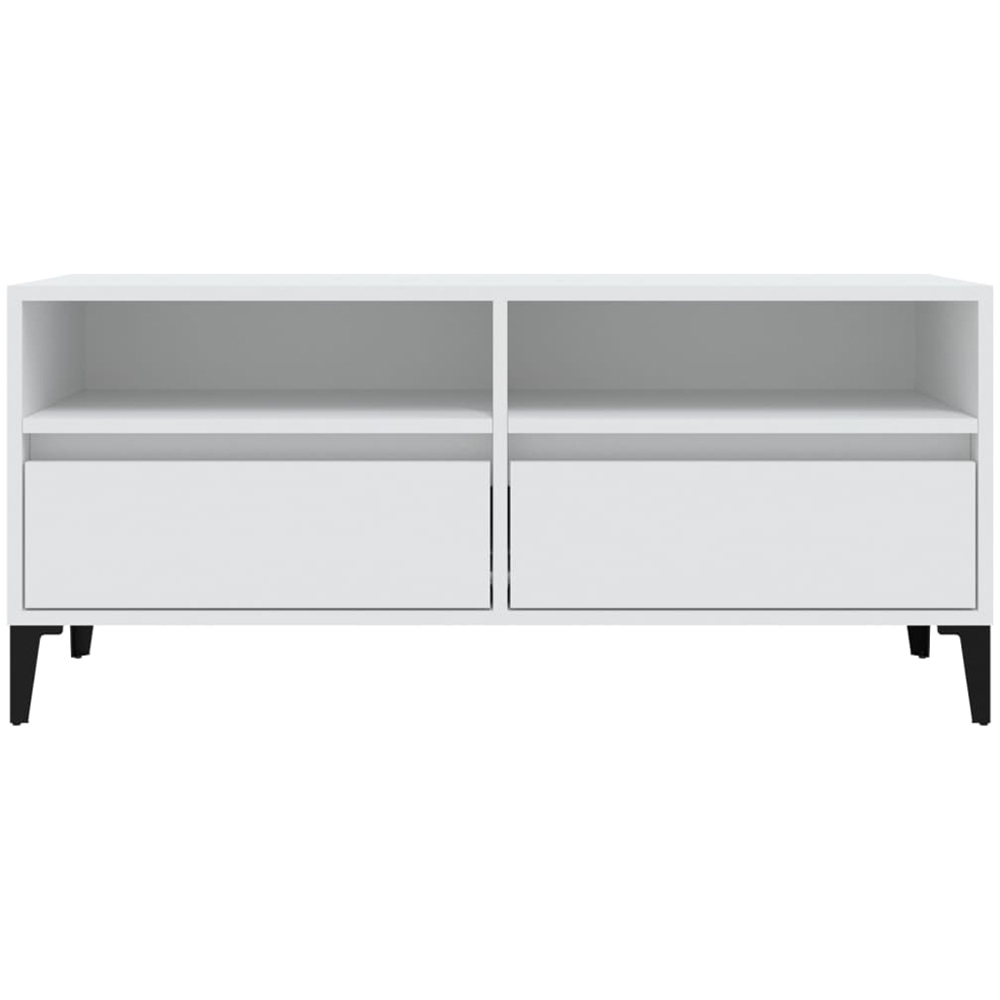 vidaXL 2 Drawer 2 Shelf White TV Cabinet Image 4