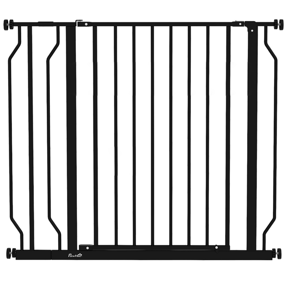 PawHut Black 75-95cm Door Pressure Fit Wide Stair Pet Safety Gate Image 1