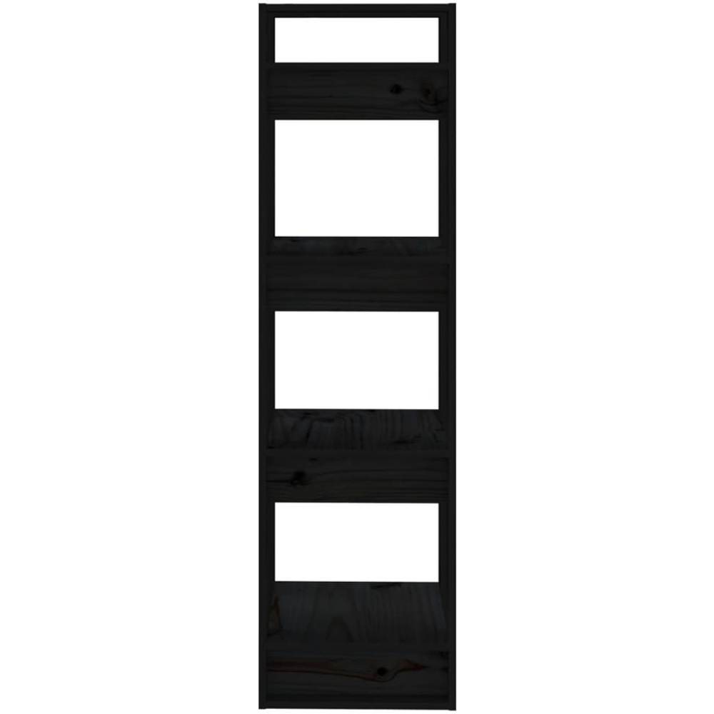 vidaXL 4 Shelf Black Solid Pine Wood Bookcase Image 4