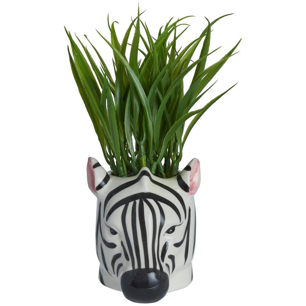 Wilko Faux Air Grass in Zebra Head Planter Image 1
