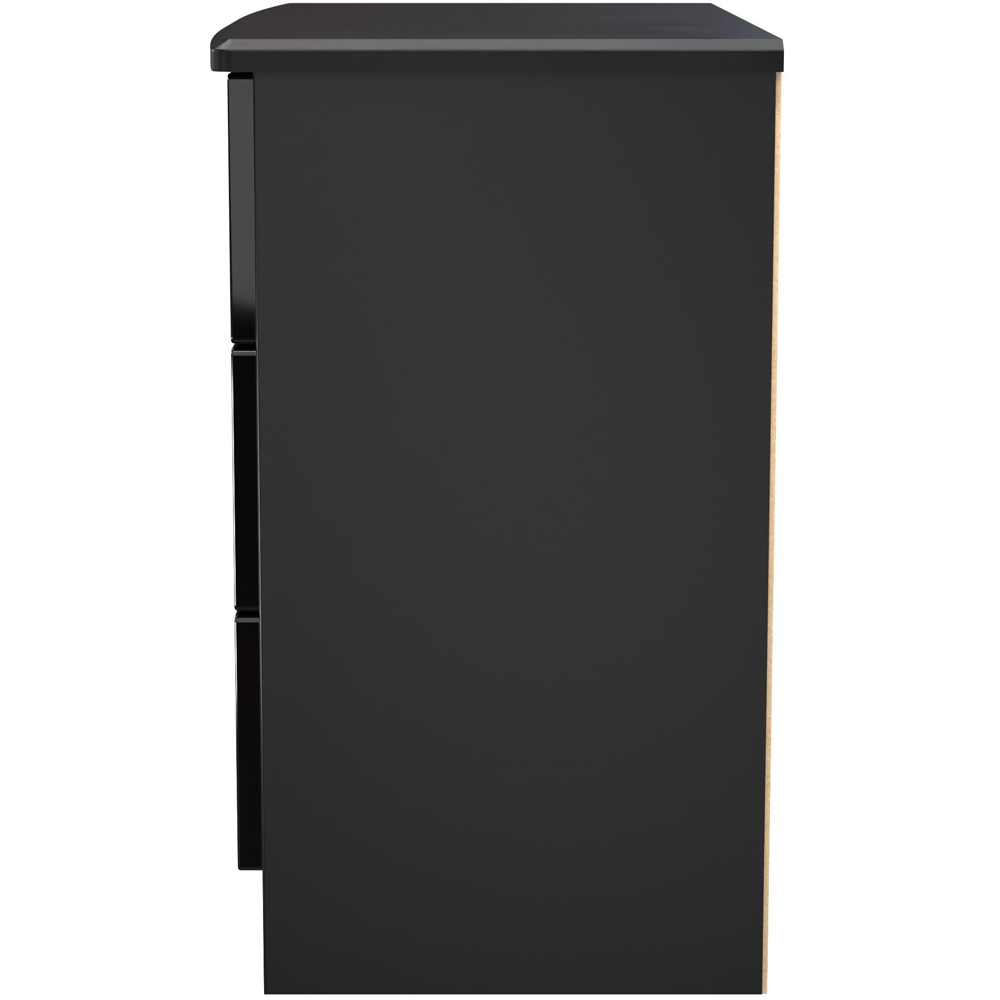 Crowndale Camden 3 Drawer Black Gloss and Black Chest of Drawers Ready Assembled Image 4