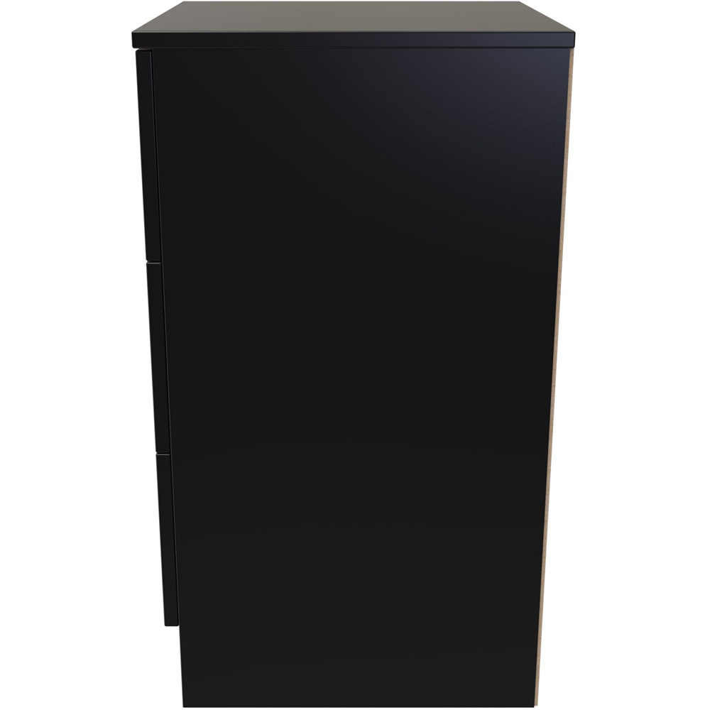 Crowndale Avon 3 Drawer Black Matt Bedside Cabinet Ready Assembled Image 3
