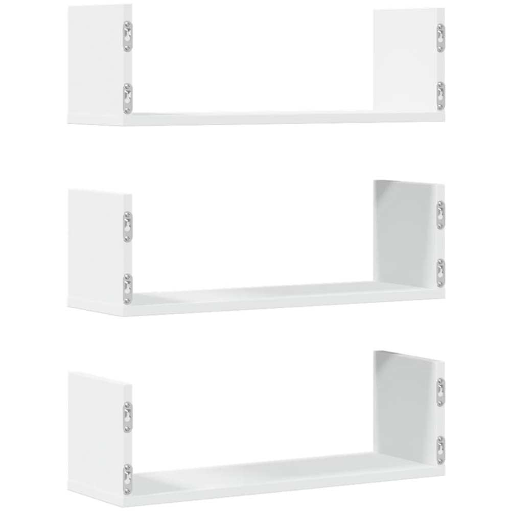 vidaXL 58 x 18 x 18cm Set of 3 White Wall Shelf Image 5
