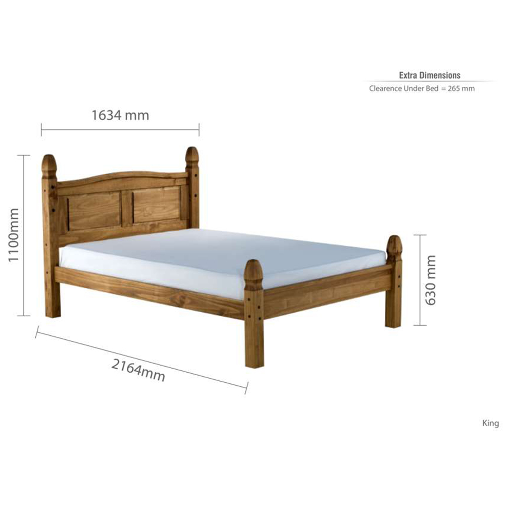Birlea Corona King Size Natural Wax Low End Bed Frame Image 6
