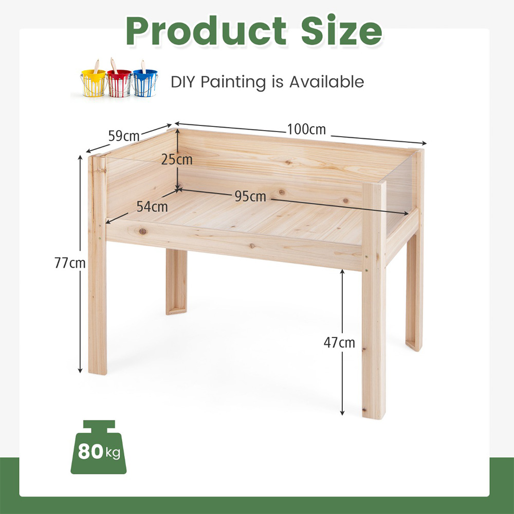 Costway Natural Wooden Raised Garden Bed Image 9