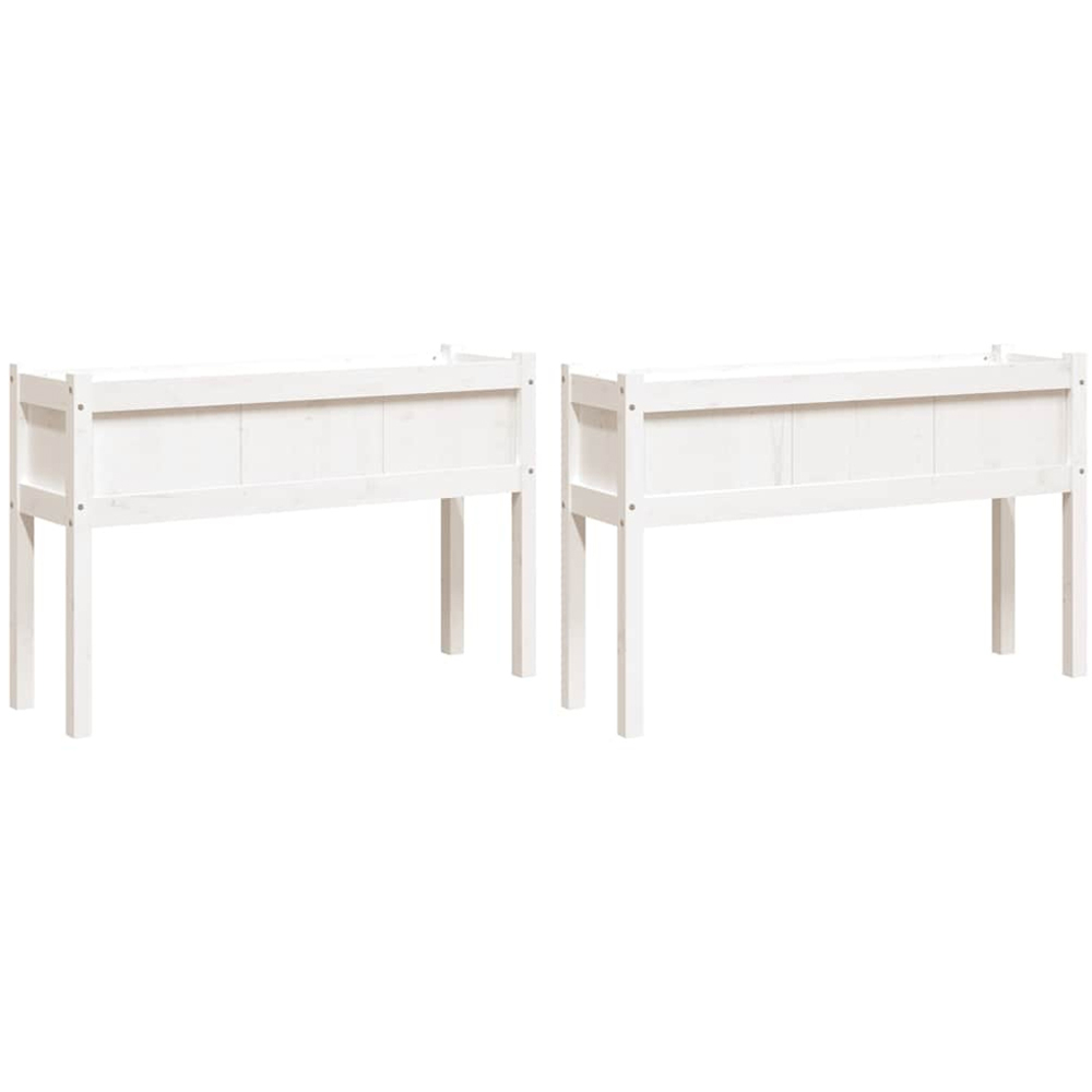 vidaXL White Solid Pine Wood Garden Planter 110 x 31 x 70cm 2 Pack Image 5