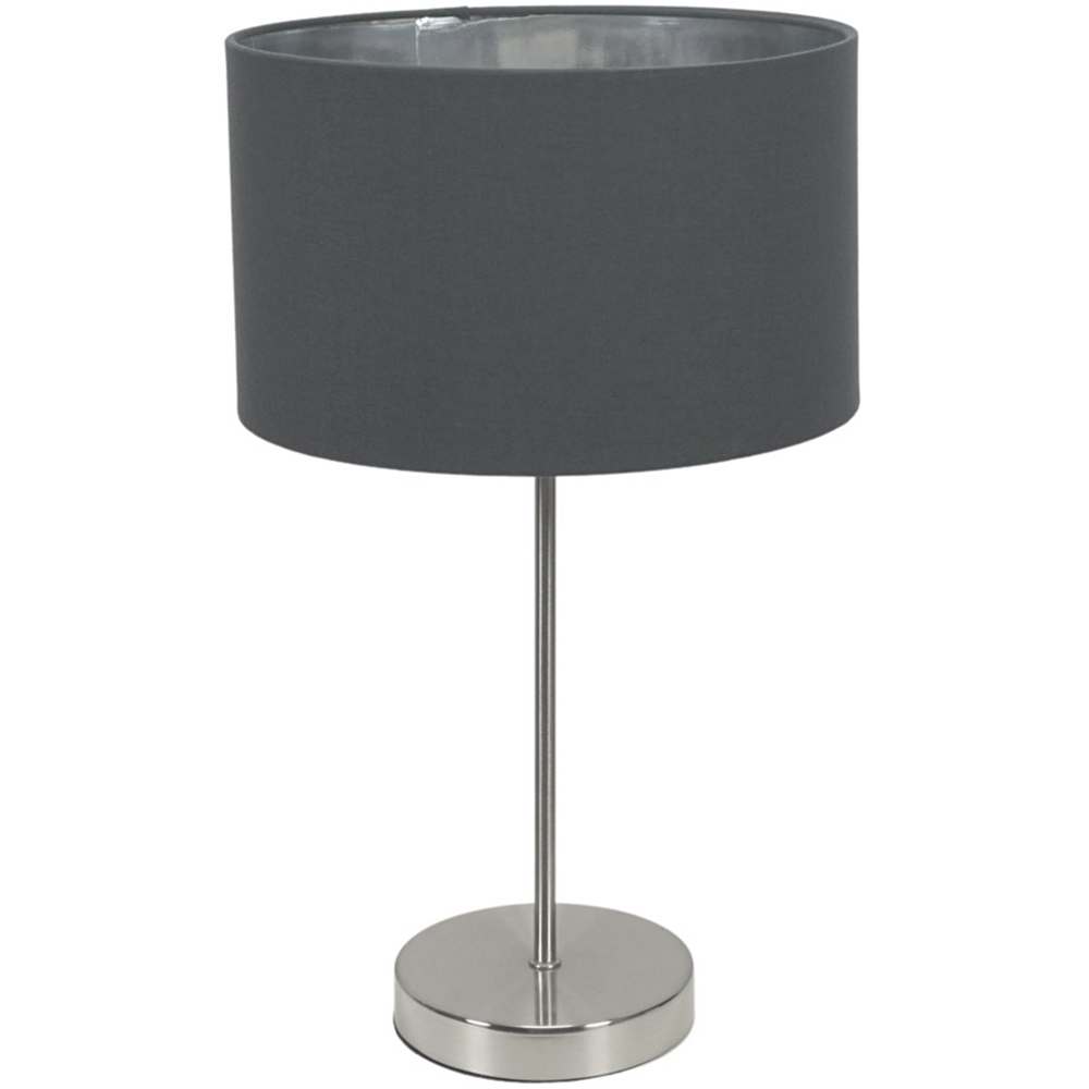 ValueLights Charlie Chrome Stem LED Table Lamp with Charcoal and Chrome Lamp Shade Image 1