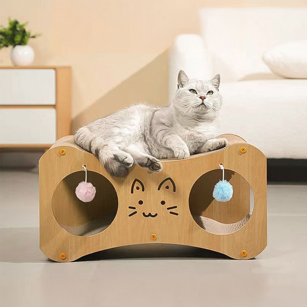 H&O Direct 2 in 1 Cat Scratching House Cardboard Bed 45 x 22 x 24cm Image 2