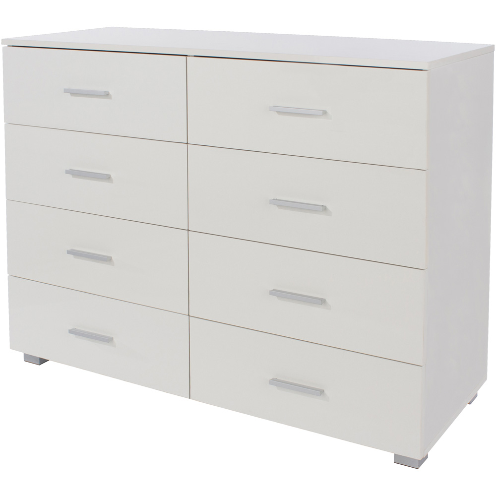 Lido 8 Drawer White High Gloss Wide Chest of Drawers Image 3