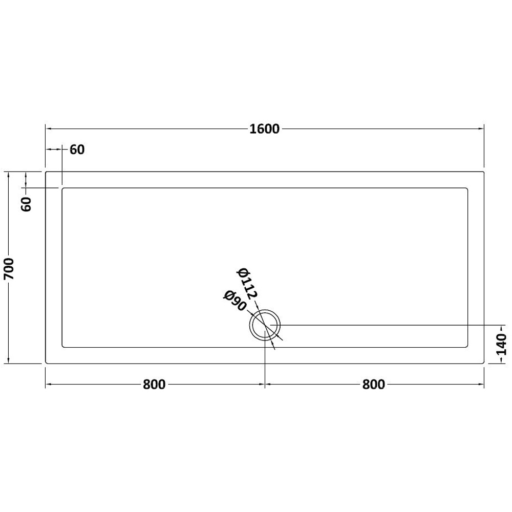 nuie Slate Grey Rectangular Shower Tray 1600 x 700mm Image 2