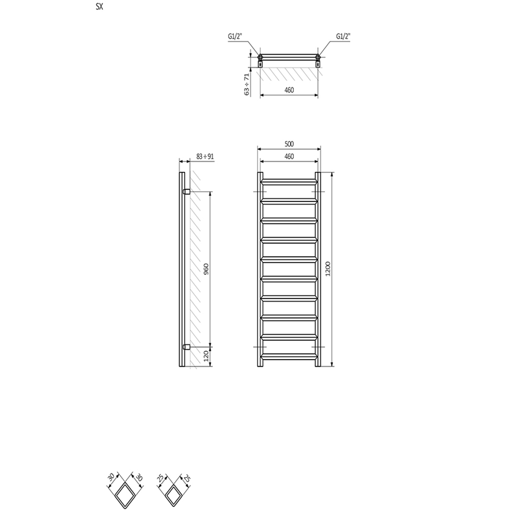 Terma Crystal 1364 BTU Sparkling Gravel Electric Heated Towel Rail 1200 x 500mm Image 7