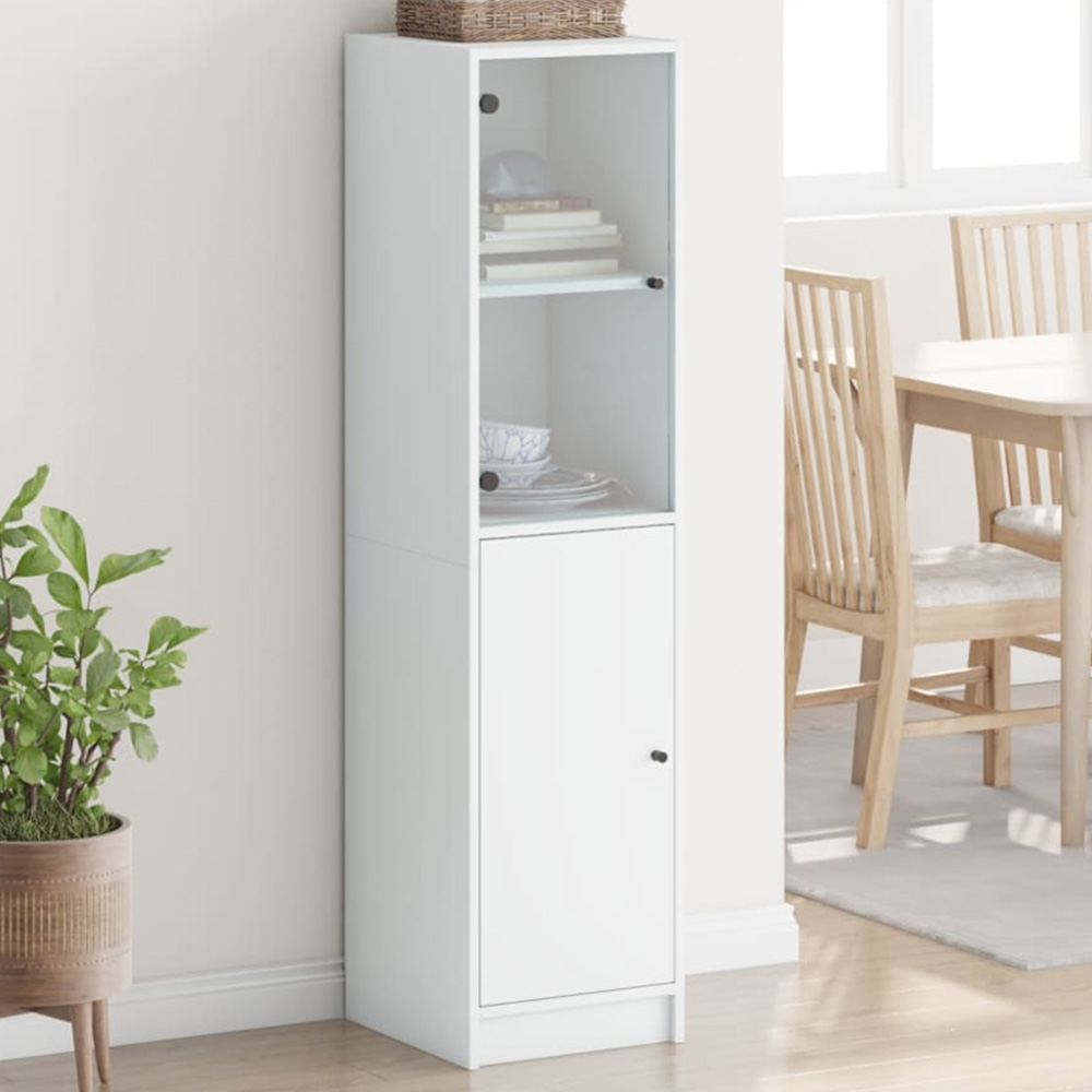 vidaXL 2 Door White Tall Highboard Image 1