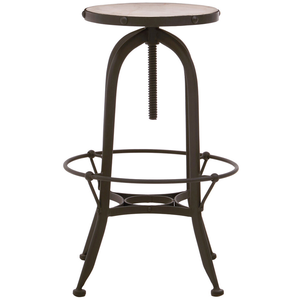 Premier Housewares Vasco Black and White Finish Industrial-Style Bar Stool Image 2
