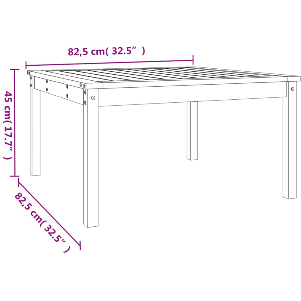 vidaXL Grey Solid Pine Wood Slatted Garden Table 82.5 x 82.5cm Image 7
