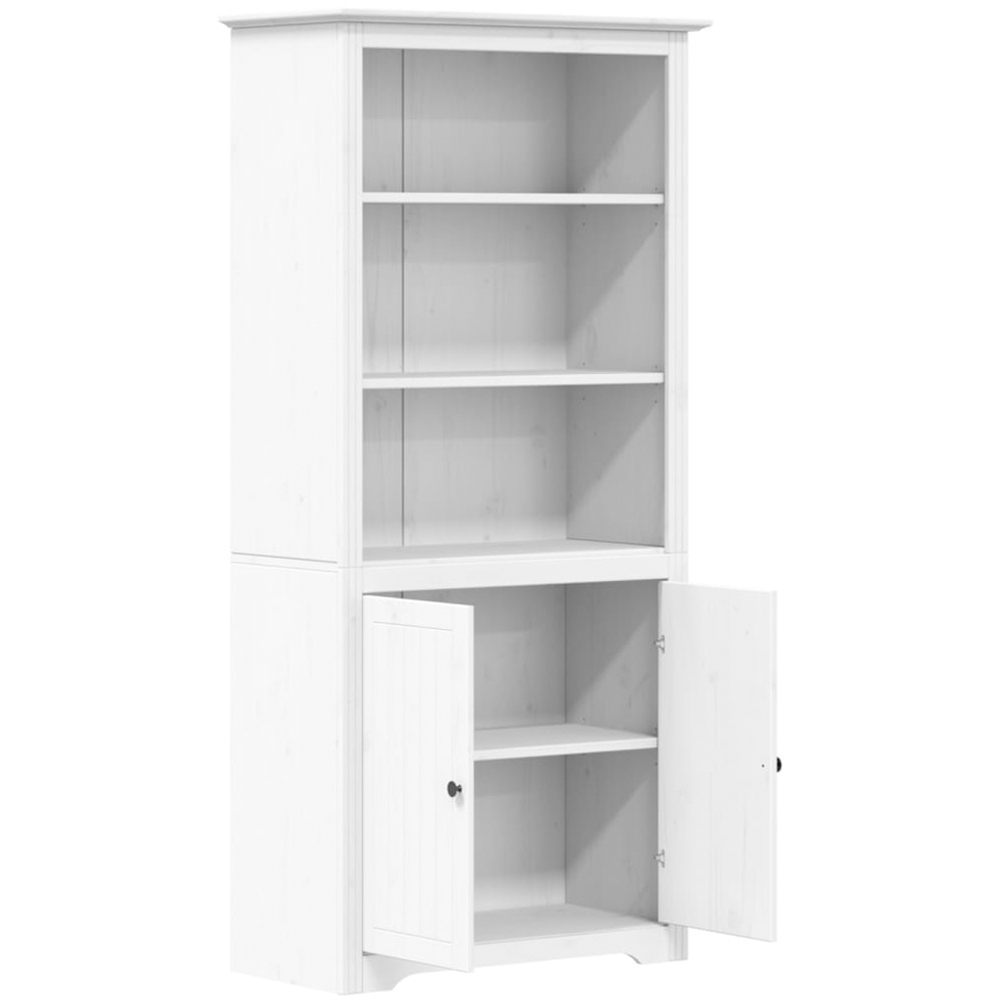 vidaXL Bodo 2 Door 3 Shelf White Solid Pine Wood Bookcase Image 4