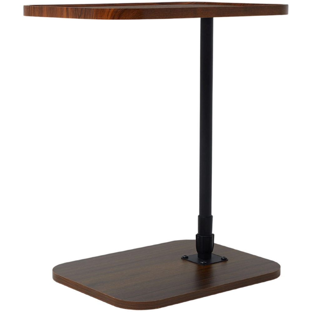 Living and Home Walnut and Black Height Adjustable Side Table Image 3