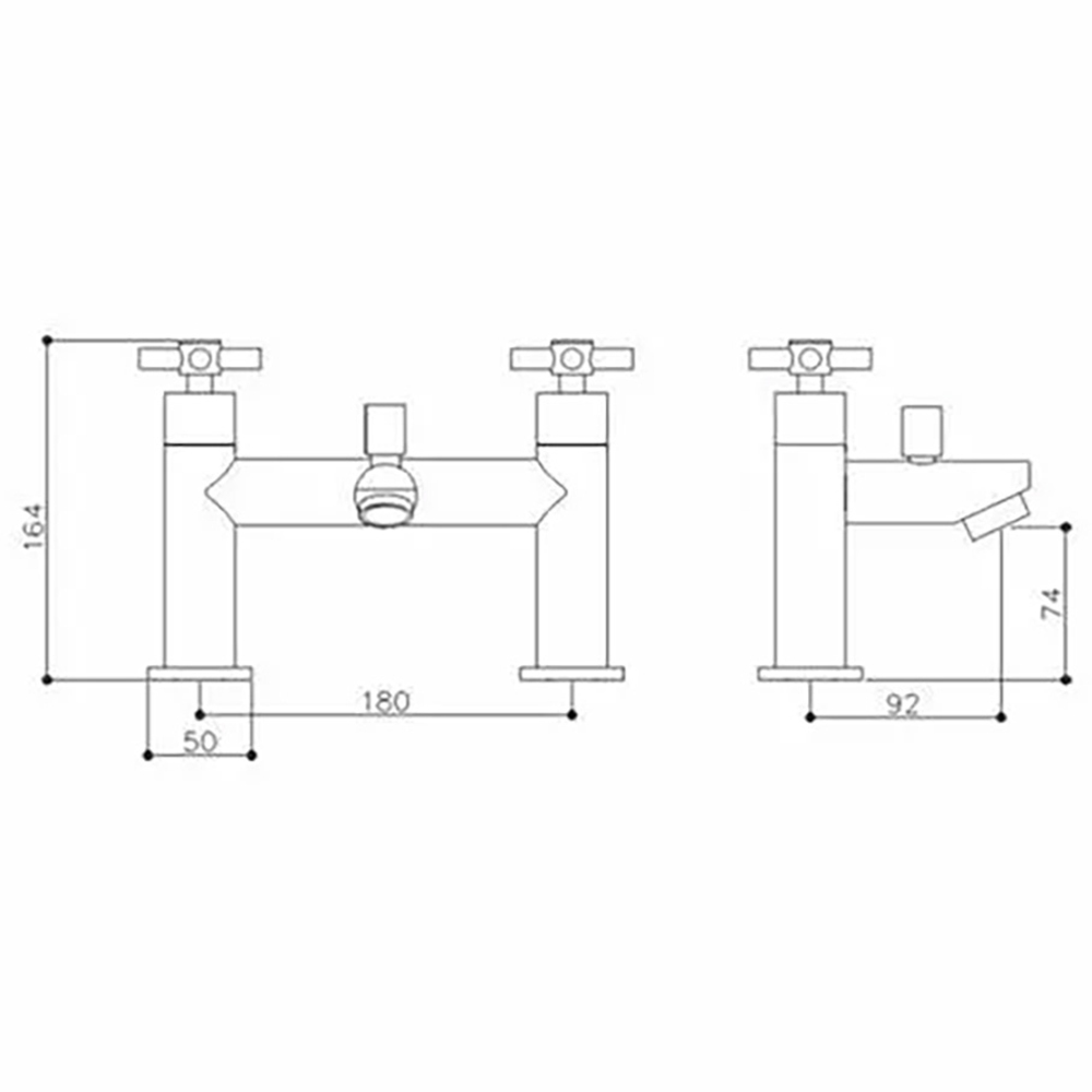 Nes Home Croxen Chrome Cross Head Bath Shower Mixer Tap with Handset Image 2