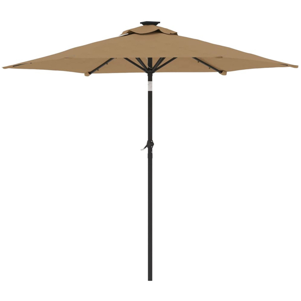 vidaXL Taupe LED Light Garden Parasol with Steel Pole 2.25m Image 5