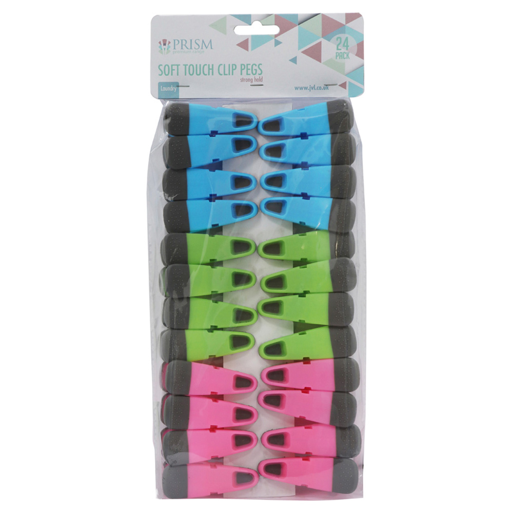 JVL Prism Assorted Soft Touch Clip Pegs with Bag 120 Pack Image 4
