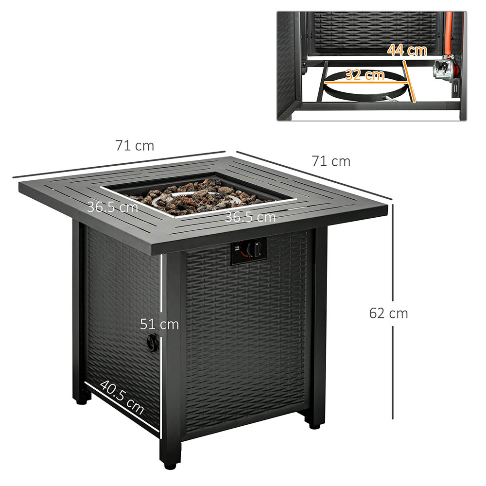Outsunny Black 40000 BTU Fire Pit Table with Protective Cover Image 8