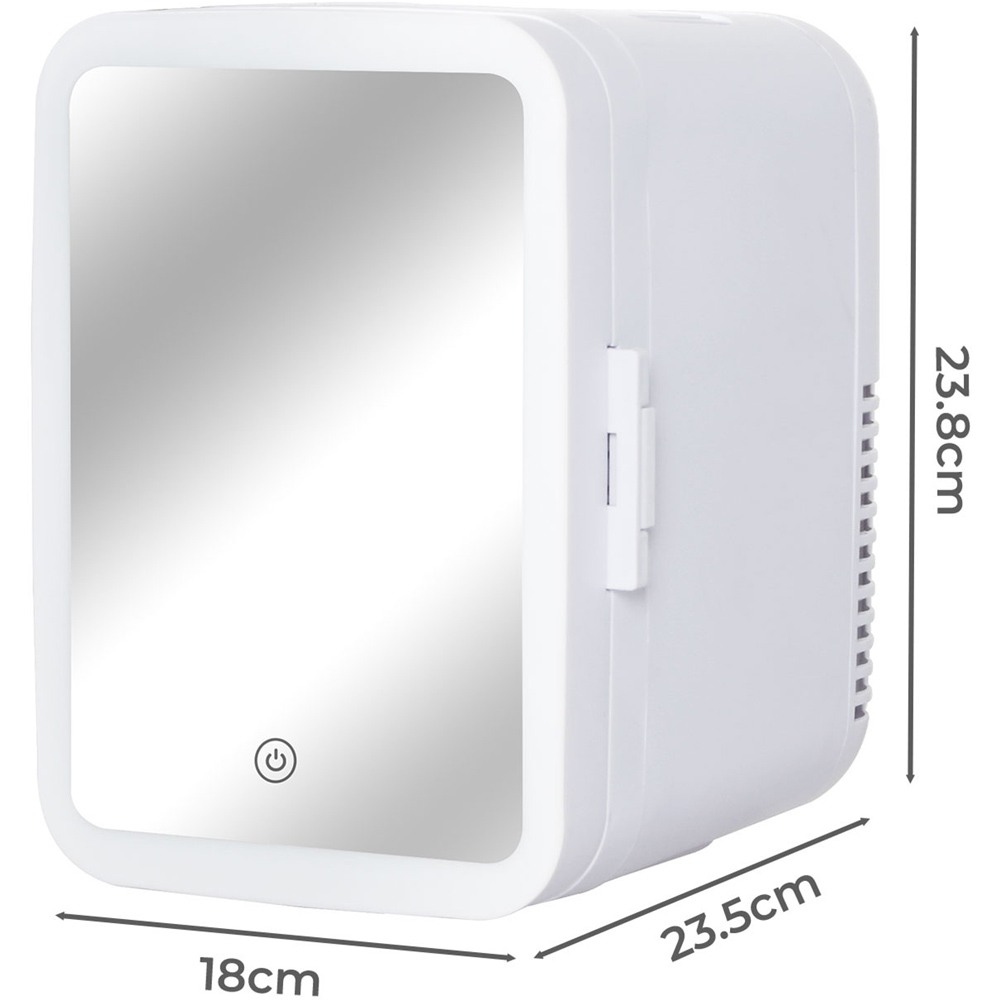 Spector White Portable Tabletop Cooler Warmer Mini Fridge with LED Makeup Mirror 5L Image 9