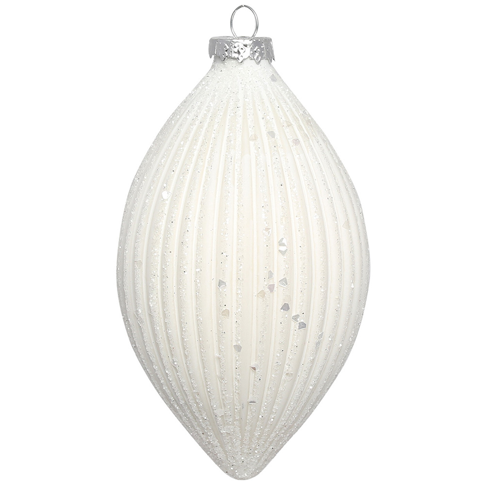 Single Alpine Lodge White Matt Droplet Bauble in Assorted styles Image 2
