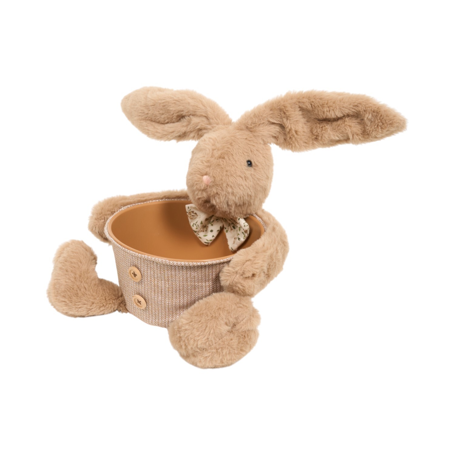 Plush Bunny Basket Brown Image 3