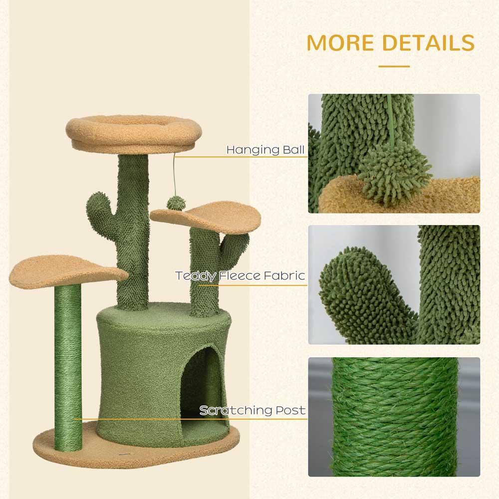 PawHut Green Multi Level Cat Tree with Scratching Post Image 4