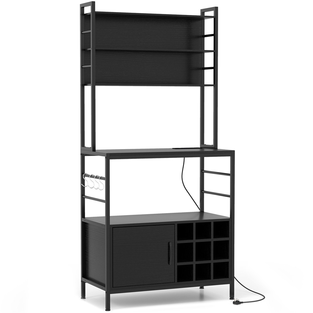 Costway Black Bakers Rack with Power Outlet Image 1