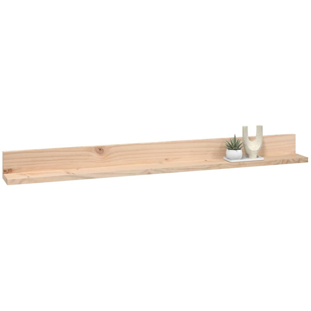 vidaXL 110cm Set of 2 Natural Solid Pine Wood Floating Wall Shelf Image 5