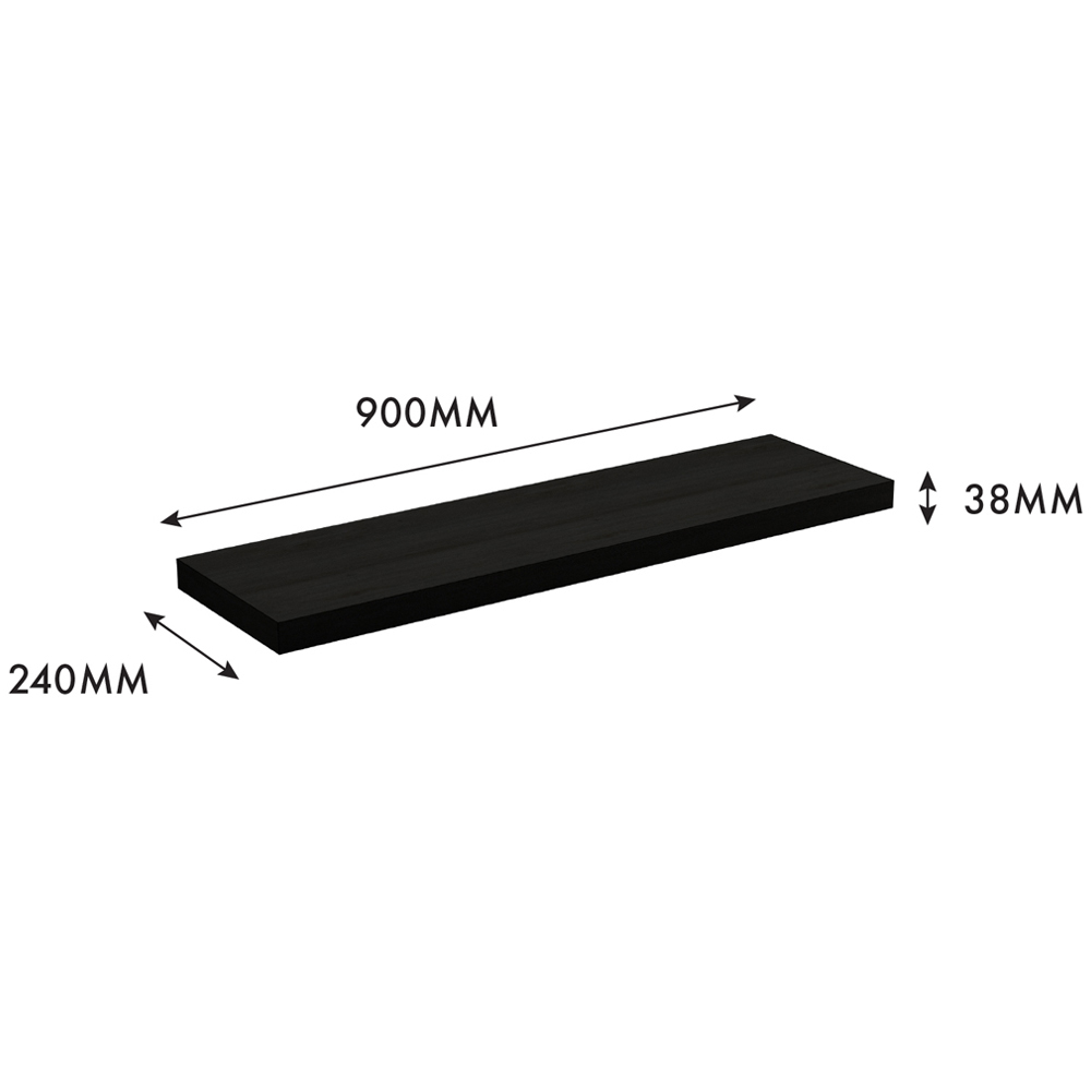 Homebase 90cm 2 Pack Black Ash Effect Floating Shelf Image 6