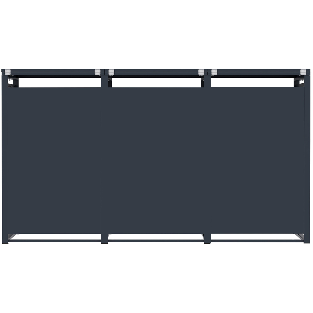 MonsterShop Anthracite Grey Metal 3 Wheelie Bin Storage Shed Image 3