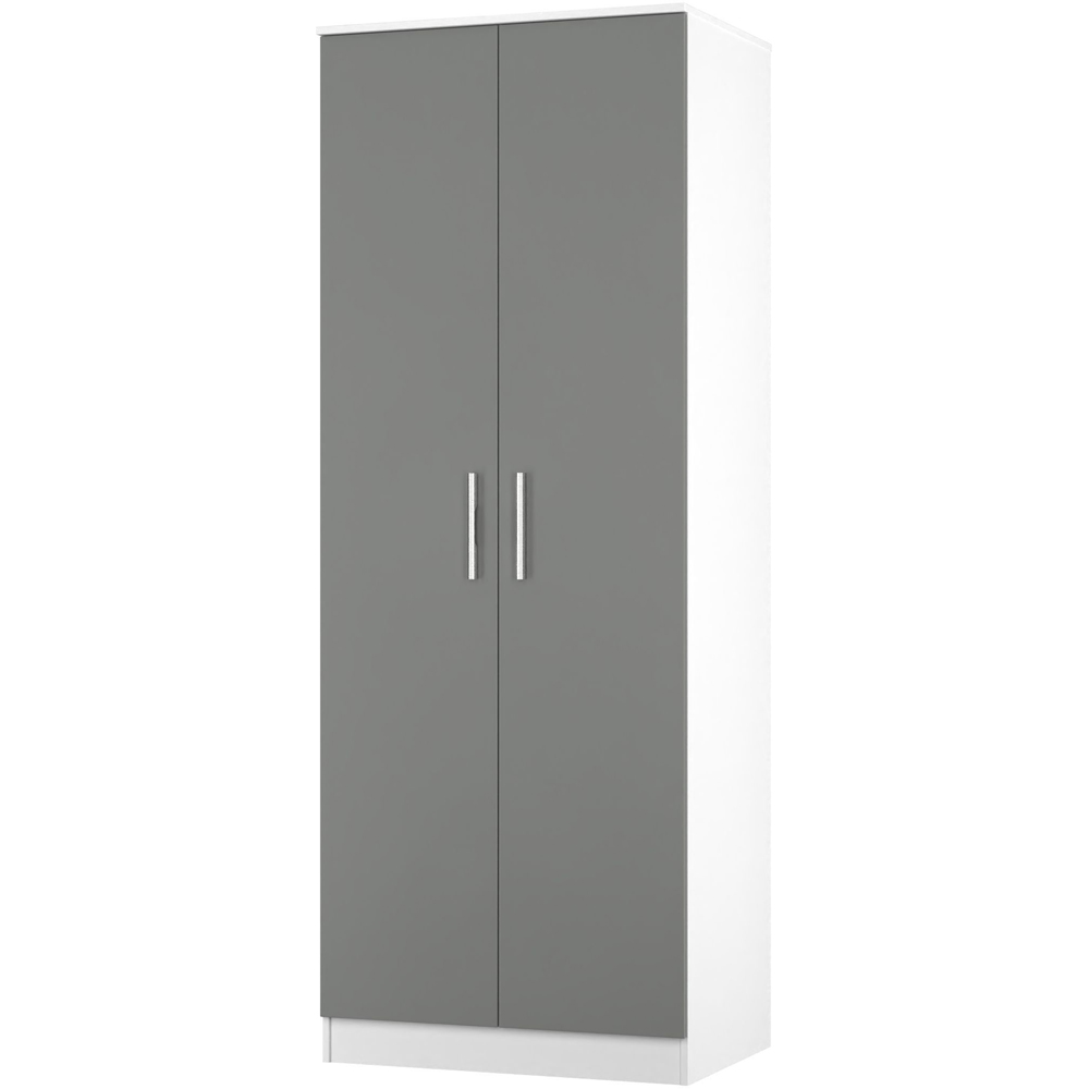 Crowndale Contrast 2 Door Dusk Grey and White Tall Wardrobe Ready Assembled Image 3
