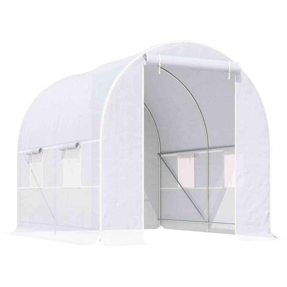 Outsunny White 6.6 x 8.2ft Large Polytunnel Greenhouse Image 1