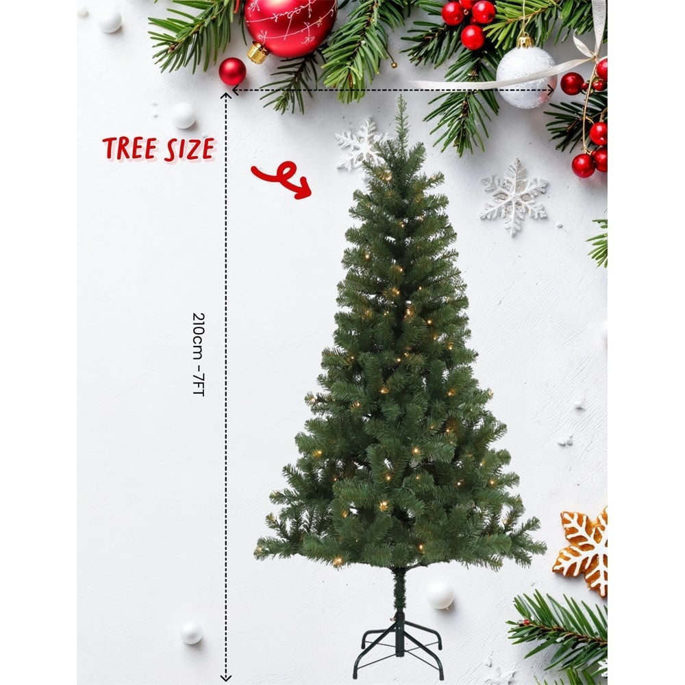 Festive Christmas 210 Warm White LED Pre-Lit Winter Fir Artificial Christmas Tree 7ft Image 8