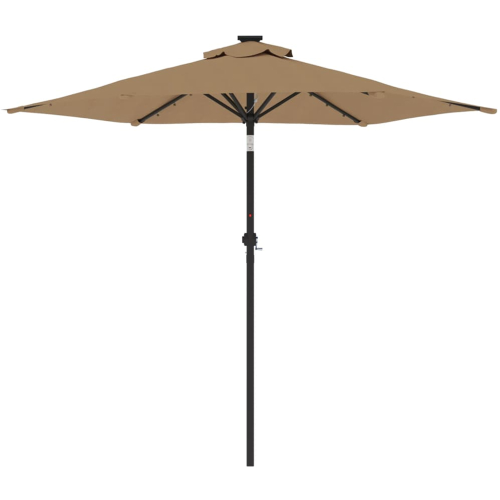 vidaXL Taupe LED Light Garden Parasol with Steel Pole 2.25m Image 4