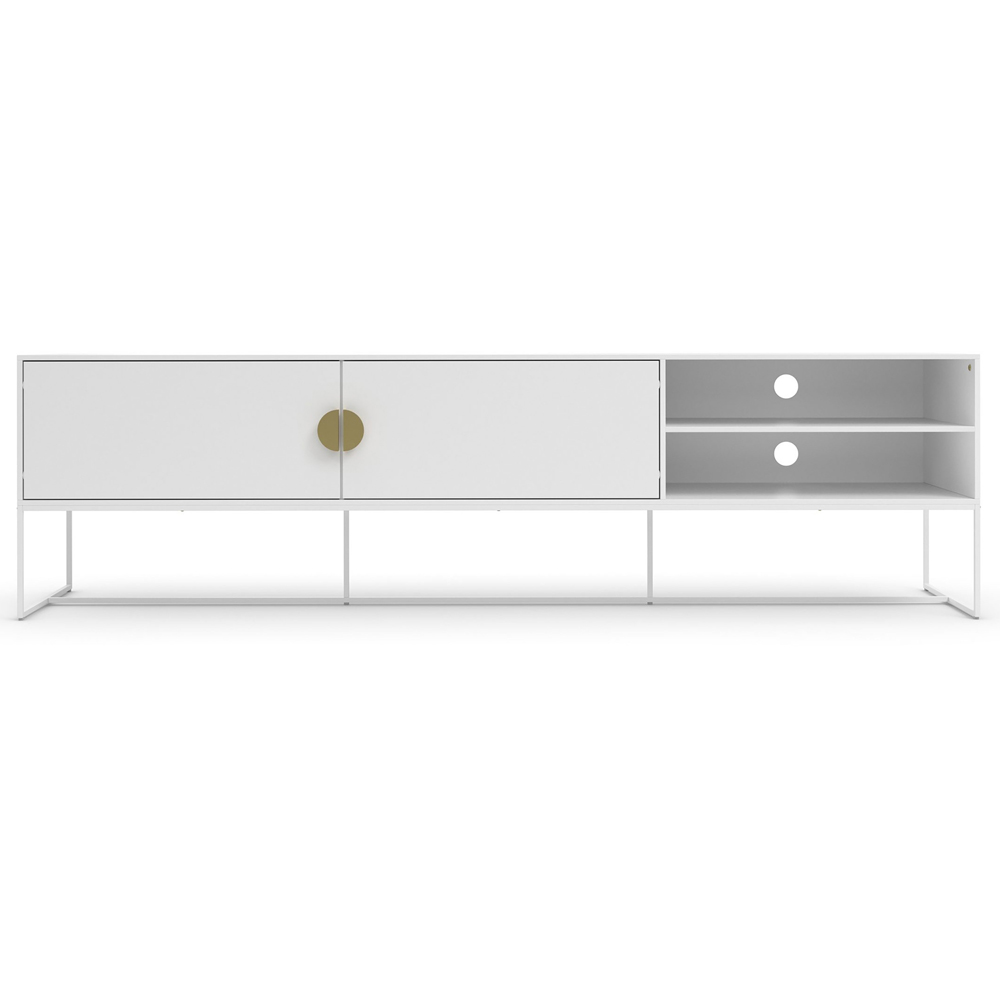 Loft24 Asia 2 Door 2 Shelf White Lowboard Image 3