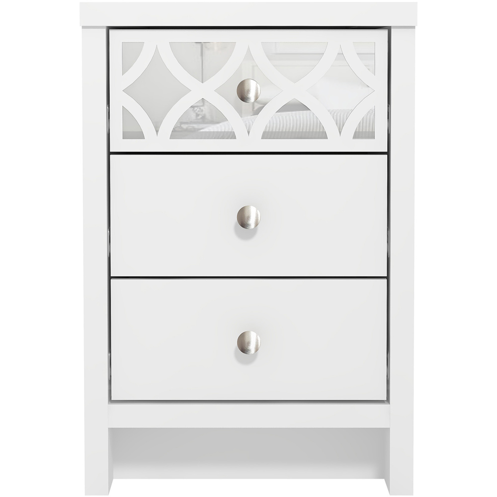 GFW Arianna 3 Drawer White Bedside Table Image 2
