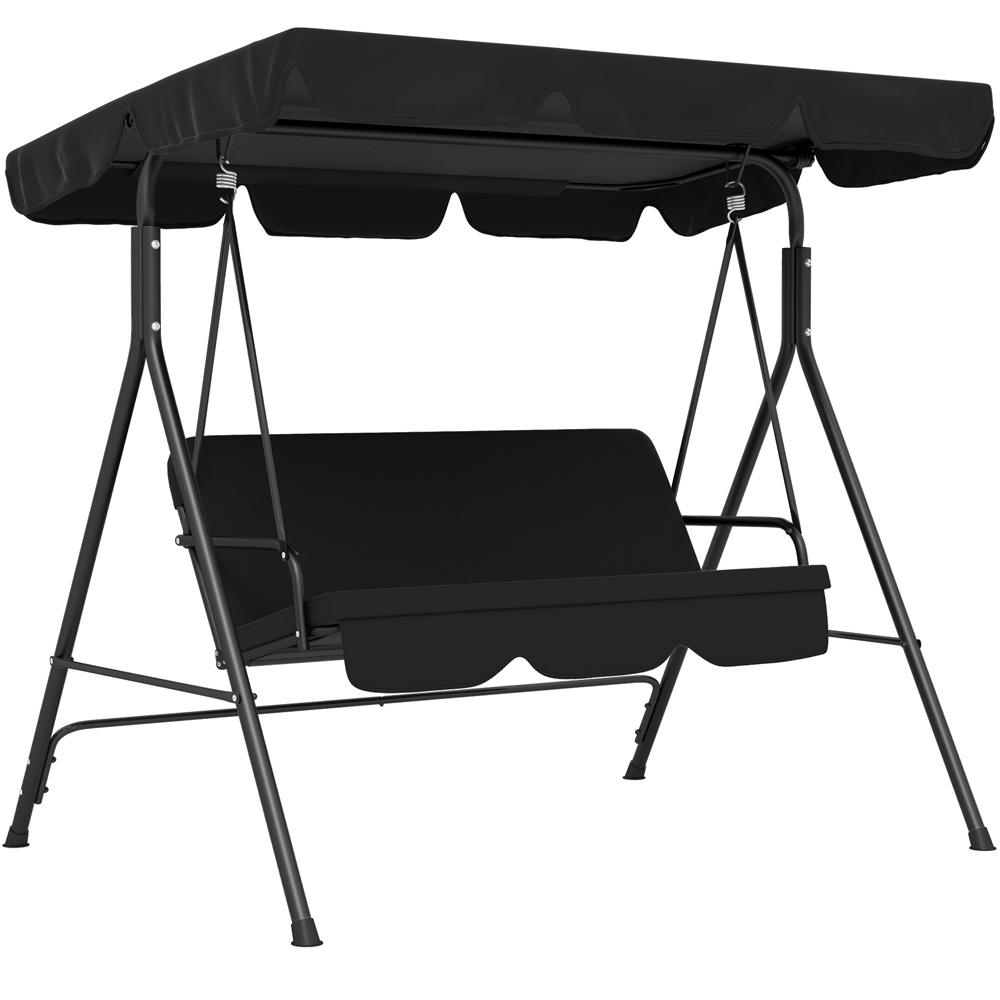 Outsunny 3 Seater Black Swing Chair with Canopy Image 2